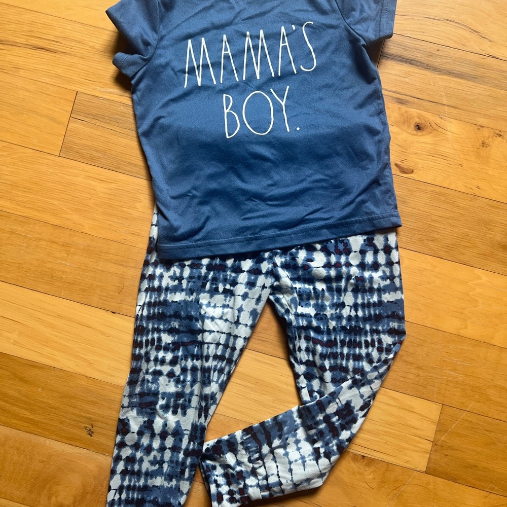Rae Dunn Navy and White 'Mama's Boy' Kids Pajama Set
